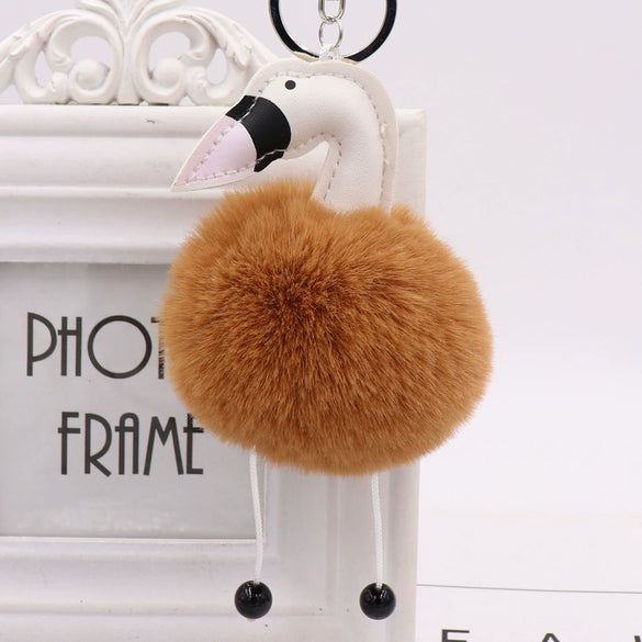 Wholesale Plush Cute White Swan Fur Ball Keychain Pendant