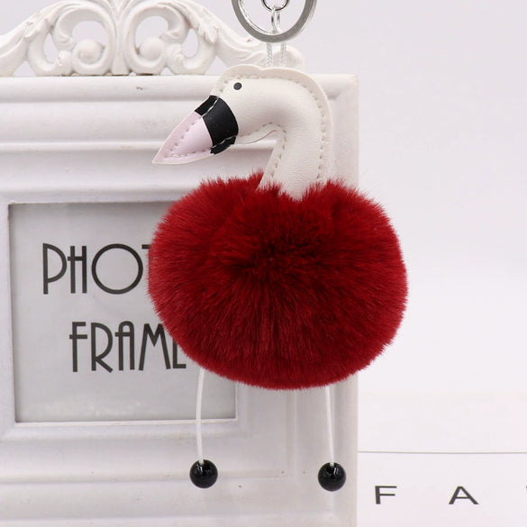 Wholesale Plush Cute White Swan Fur Ball Keychain Pendant