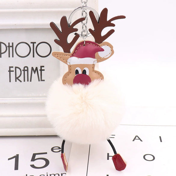 Wholesale Plush Fawn Fur Ball Elk Christmas Keychain Bag Pendant
