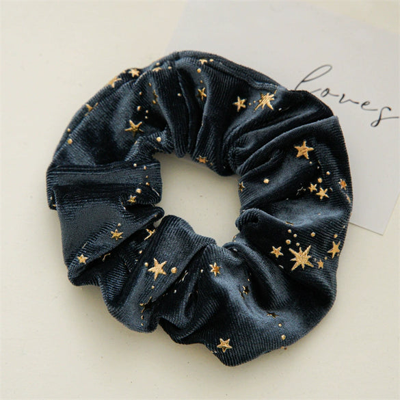 Wholesale Plush Flannel Handmade Star Shaped High Elastic Hair Rings For Autumn And Winter