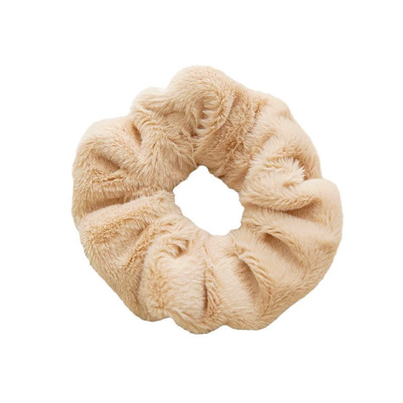 Wholesale Plush Hair Accessories For Women Handmade Rabbit Fur And Fabric Hair Rings Hair Flowers