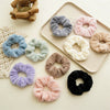 Wholesale Plush Hair Accessories For Women Handmade Rabbit Fur And Fabric Hair Rings Hair Flowers