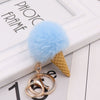 Wholesale Plush Imitation Rex Rabbit Fur Ice Cream Cone Key Chain Pendant