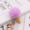 Wholesale Plush Imitation Rex Rabbit Fur Ice Cream Cone Key Chain Pendant