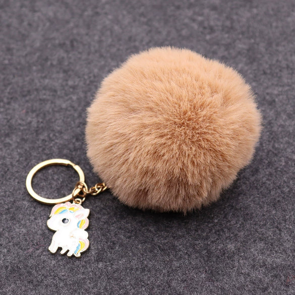 Wholesale Plush Imitation Rex Rabbit Fur Unicorn Ball Keychain Pendant