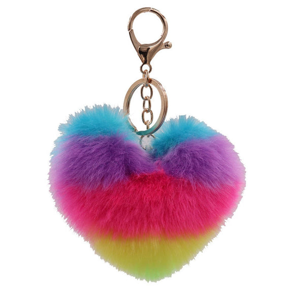 Wholesale Plush Love Keychain Pendant With Colorful Design For Female Suitable As Car Pendant