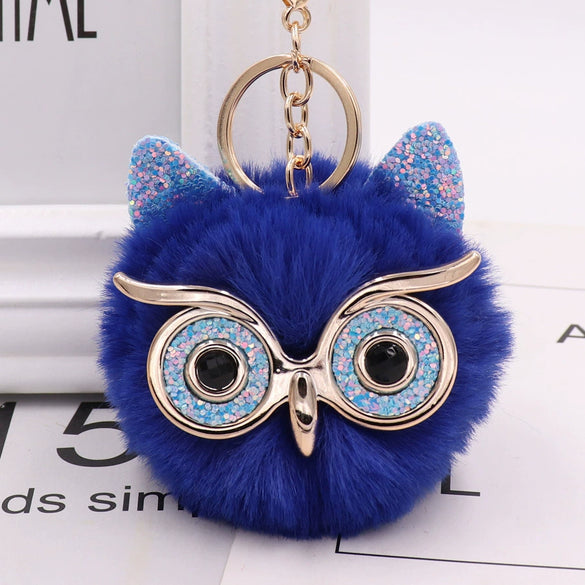 Wholesale Plush Owl Keychain With Imitation Rabbit Fur Ball Cute Style For Bag Or Car Pendant