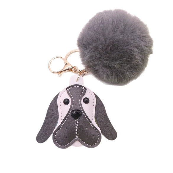 Wholesale Plush Pu Leather Cute Puppy Keychain Bag Pendant