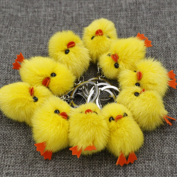 Wholesale Plush Small Yellow Chicken And Duck Keychain Pendant Car Bag Ornaments