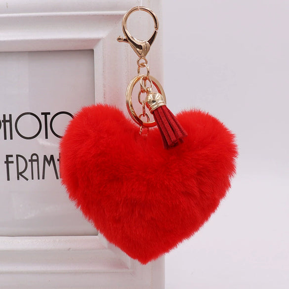 Wholesale Plush Tassel Love Key Chain For Car And Bag
