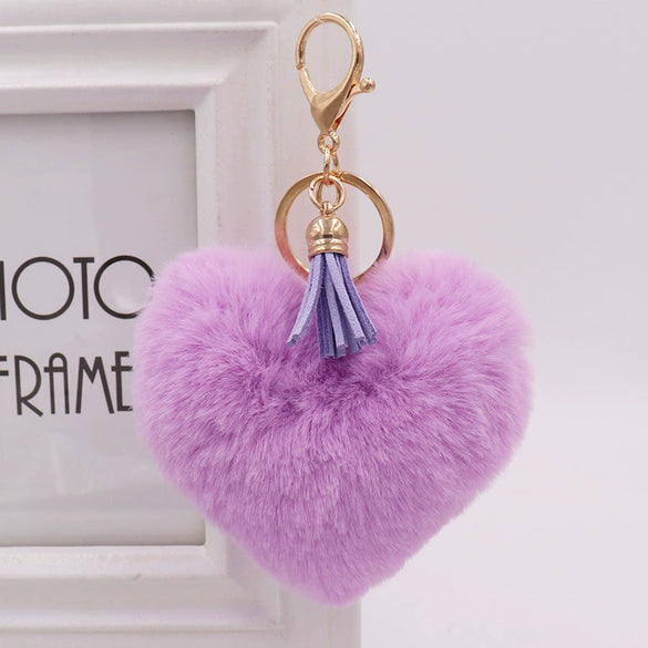 Wholesale Plush Tassel Love Key Chain For Car And Bag