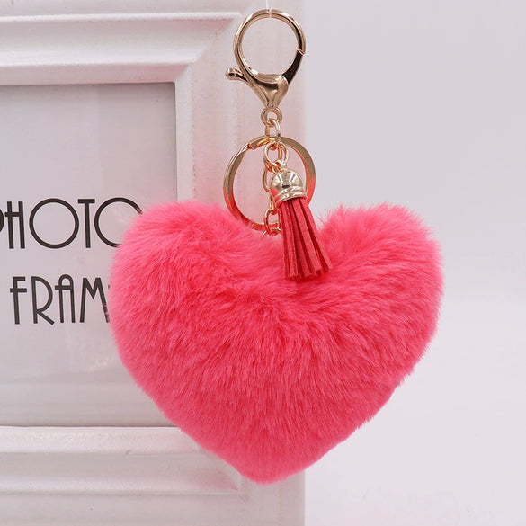 Wholesale Plush Tassel Love Key Chain For Car And Bag