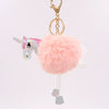 Wholesale Plush Unicorn Fur Ball Keychain With Pu Leather And Pony Cartoon Design