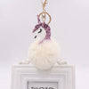 Wholesale Plush Unicorn Keychain With Imitation Rex Rabbit Fur Ball Pendant