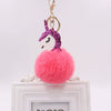 Wholesale Plush Unicorn Keychain With Imitation Rex Rabbit Fur Ball Pendant