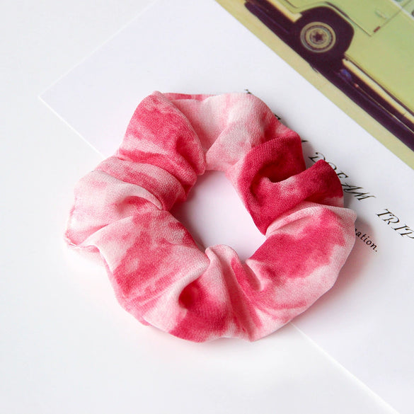 Wholesale Polyester Mesh Gradient Color Tiedye Round Handmade Hair Tie Headwear For Women And Kids