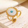 Wholesale Popular Electroplated Geometric Oval Turquoise Stainless Steel And Resin Ring For Women