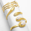 Wholesale Popular Pearl Open Bangle Copper Gold Plated Hand Jewelry