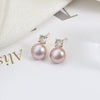 Wholesale Princess Freshwater Pearl Earrings 925 Silver Needle Copper Inlay Multicolor Natural Oblate Shape