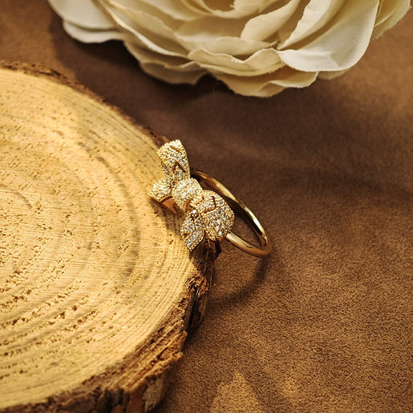 Wholesale Princess Silver Ring Set With Diamonds In Bow Shape