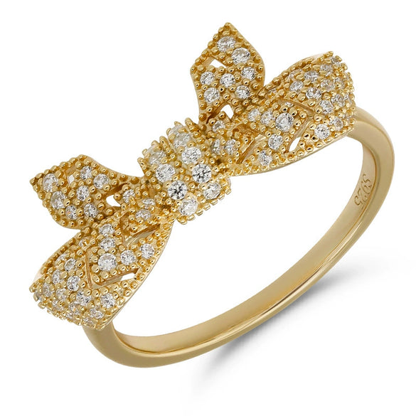 Wholesale Princess Silver Ring Set With Diamonds In Bow Shape