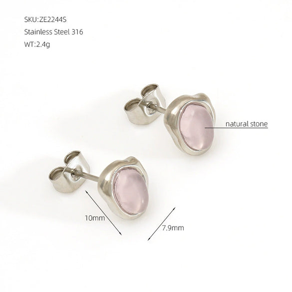 Wholesale Princess Style Geometric Electroplated Stainless Steel Earrings For Women