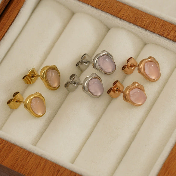 Wholesale Princess Style Geometric Electroplated Stainless Steel Earrings For Women