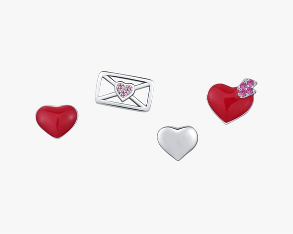 Wholesale Princess Style Heart Shape Silver Earrings
