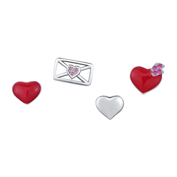 Wholesale Princess Style Heart Shape Silver Earrings