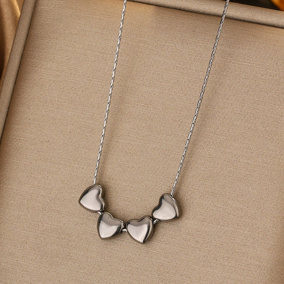 Wholesale Princess Style Love Heart Shape Stainless Steel Necklace With Electroplating