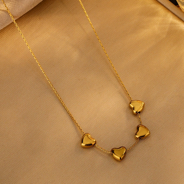 Wholesale Princess Style Love Heart Shape Stainless Steel Necklace With Electroplating