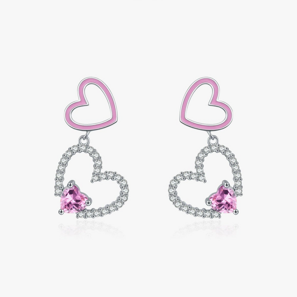 Wholesale Princess Style 925 Silver Heart Shape Diamond Earrings For Women
