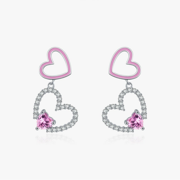 Wholesale Princess Style 925 Silver Heart Shape Diamond Earrings For Women