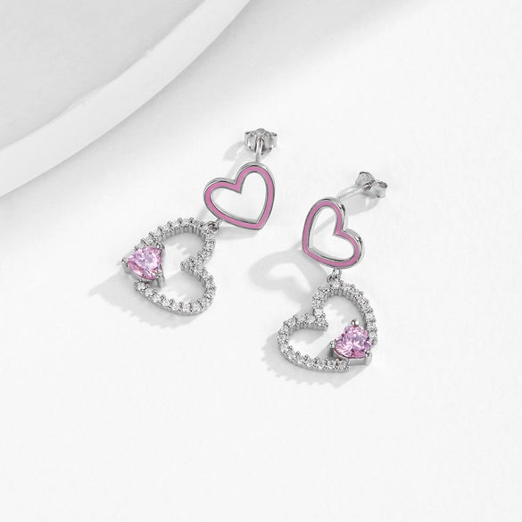 Wholesale Princess Style 925 Silver Heart Shape Diamond Earrings For Women
