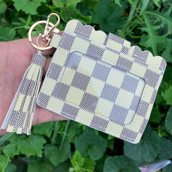 Wholesale Pu Leather Card Case Keychain With Leopard Snake Geometric Pattern Leather Tassel Pendant For Unisex