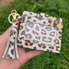 Wholesale Pu Leather Card Case Keychain With Leopard Snake Geometric Pattern Leather Tassel Pendant For Unisex