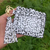 Wholesale Pu Leather Card Case Keychain With Leopard Snake Geometric Pattern Leather Tassel Pendant For Unisex