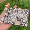 Wholesale Pu Leather Card Case Keychain With Leopard Snake Geometric Pattern Leather Tassel Pendant For Unisex