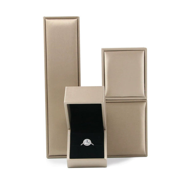 Wholesale Pu Leather Jewelry Packaging Box For Ring Pendant Necklace Bracelet With Brushed Convex Edge