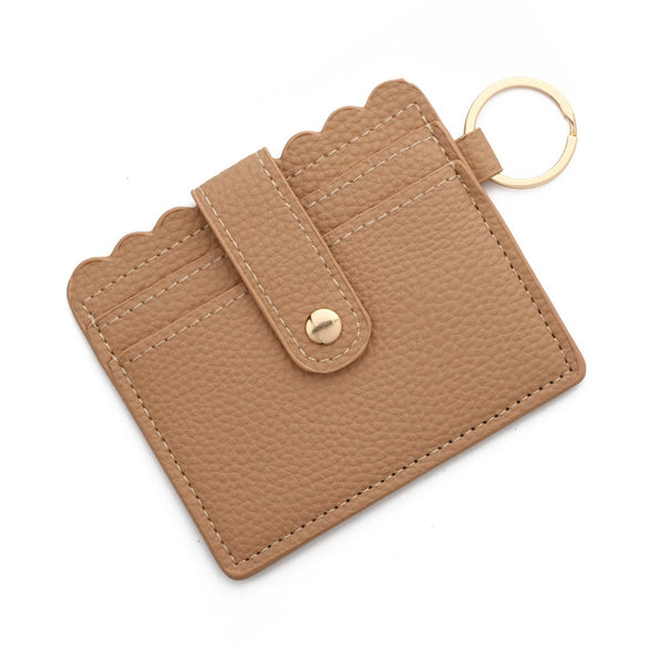 Wholesale Pu Leather Keychains Card Bags With Multiple Card Slots Solid Color Urban Simplicity