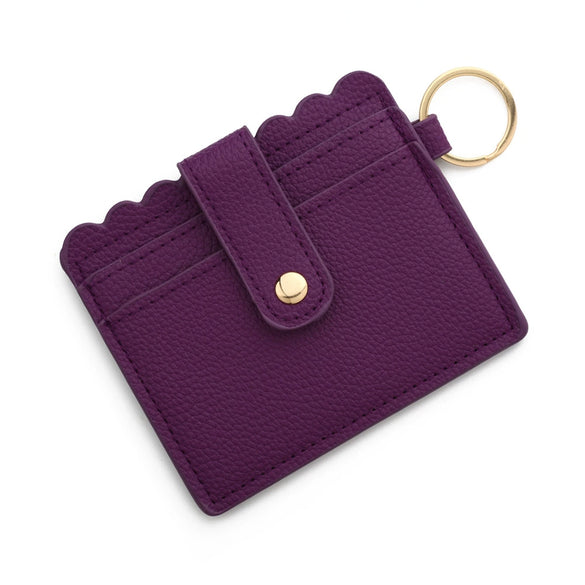 Wholesale Pu Leather Keychains Card Bags With Multiple Card Slots Solid Color Urban Simplicity
