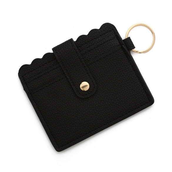 Wholesale Pu Leather Keychains Card Bags With Multiple Card Slots Solid Color Urban Simplicity