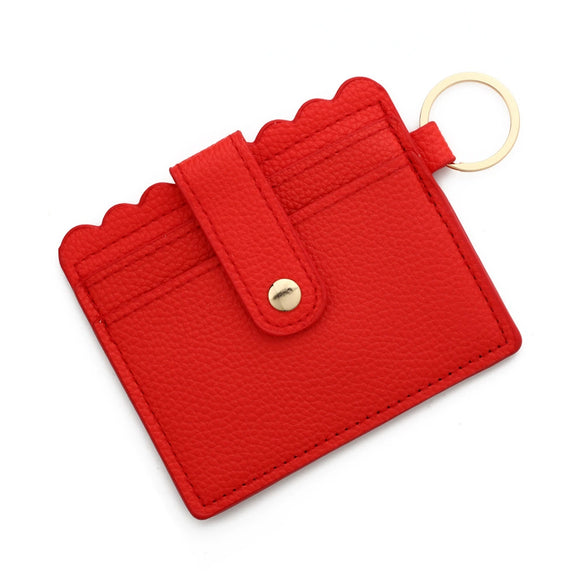 Wholesale Pu Leather Keychains Card Bags With Multiple Card Slots Solid Color Urban Simplicity