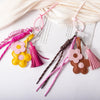 Wholesale Pu Leather Plants Flowers Pattern Semimanual Small Flower Tassel Pendant Car Keychain And Bag Pendant