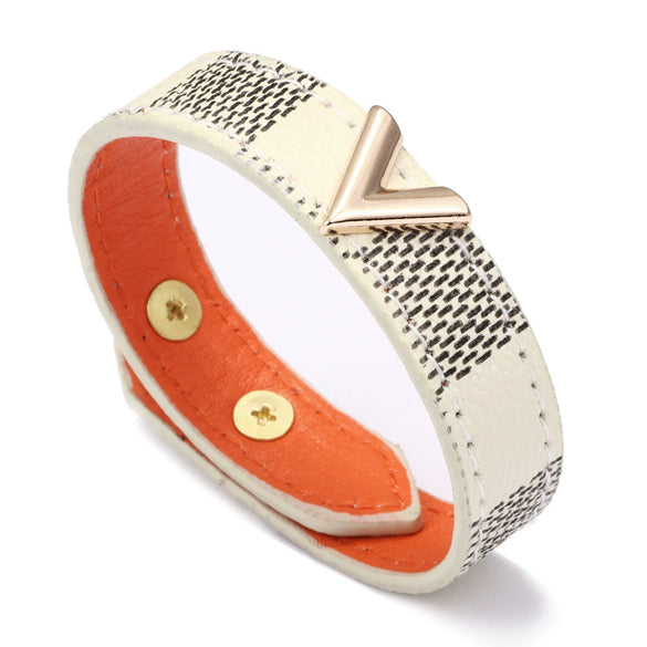 Wholesale Pu Leather Vshaped Bracelet Handmade With Letters Numbers Text Pattern For Men And Women
