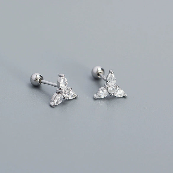 Wholesale Puncture Earrings 925 Silver Geometric Water Drops Zircon Electroplated For Women