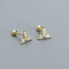 Wholesale Puncture Earrings 925 Silver Geometric Water Drops Zircon Electroplated For Women