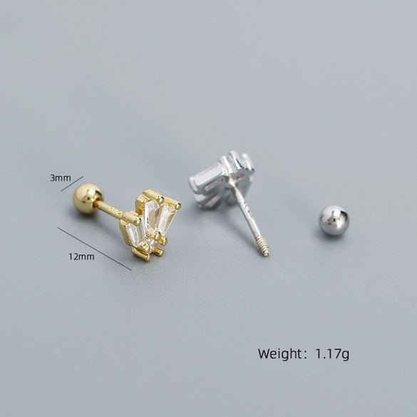 Wholesale Puncture Earrings 925 Silver Geometric Zircon Electroplated For Women