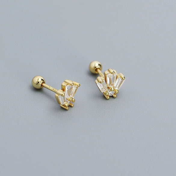 Wholesale Puncture Earrings 925 Silver Geometric Zircon Electroplated For Women