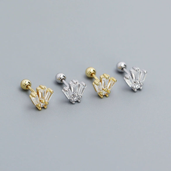 Wholesale Puncture Earrings 925 Silver Geometric Zircon Electroplated For Women